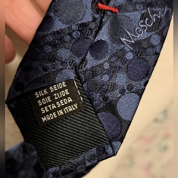 EUC Moschino Blue Signature Geometric Silk Formal Business Wedding Neck Tie - Picture 5 of 5